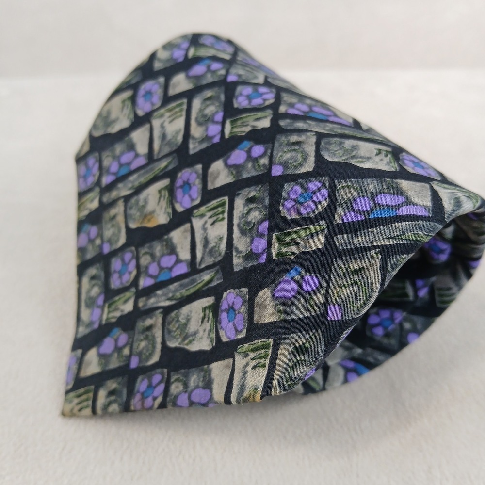 J Garcia‎ 3.75x56 Mens Tie Silk Geometric Abstract